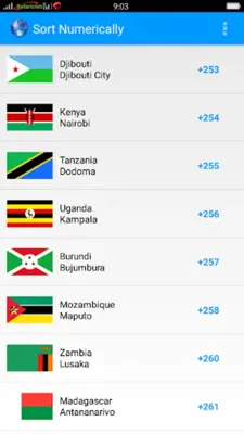 Country Codes android App screenshot 1